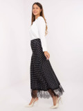 Black Polka Dot Midi Skirt with Lace