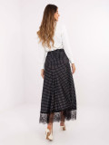 Black Polka Dot Midi Skirt with Lace
