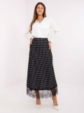 Black Polka Dot Midi Skirt with Lace