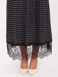 Black Polka Dot Midi Skirt with Lace