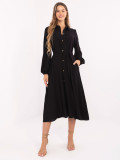 Elegant Black Midi Dress with Long Sleeves