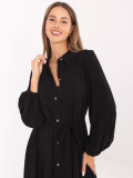 Elegant Black Midi Dress with Long Sleeves