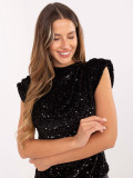 Elegant black blouse with appliqué and sequins
