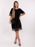 Black cocktail dress with lace and sequins