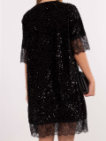 Black cocktail dress with lace and sequins