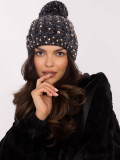 Elegant Black Beanie with Application