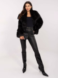 Elegant black faux fur jacket without hood