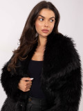 Elegant black faux fur jacket without hood