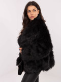 Elegant black faux fur jacket without hood