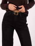 Black balloon fit jeans with high waist and belt