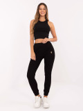 Black ribbed cotton sweatpants