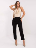 Elegant black cigarette trousers with high waist and chain detail