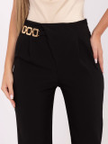 Elegant black cigarette trousers with high waist and chain detail