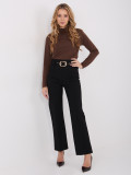 Elegant black straight-leg trousers with high waist and belt