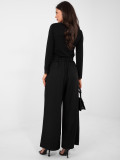 Elegant black wide-leg trousers with high waist and belt
