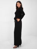 Elegant black wide-leg trousers with high waist and belt
