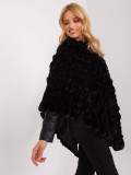 Black poncho with lining and short sleeves