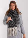 Black-beige geometric scarf