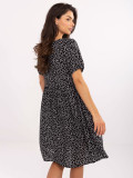Black Flared Dress with Dots