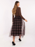 Black elegant tulle skirt with check pattern, midi