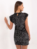 Black Cocktail Mini Dress with Sequin Application