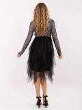 Black flared dress with sequins and lining