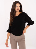 Elegant black sweater with 3/4 sleeves