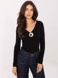 Black Ribbed V-Neck Sweater