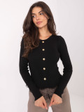 Elegant black sweater with lace and buttons