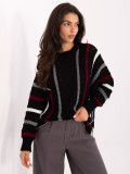 Black openwork striped sweater
