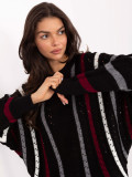 Black openwork striped sweater