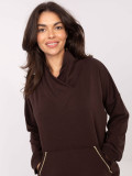 Brown cotton sweatshirt with collar and pocket