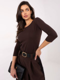Brown cotton blouse with 3/4 sleeves