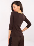 Brown cotton blouse with 3/4 sleeves