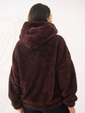 Women's dark brown hoodie with hood and pocket