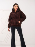 Women's dark brown hoodie with hood and pocket
