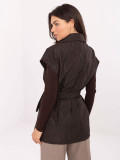Elegant quilted vest with belt in brown