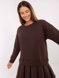 Brown flared mini dress with long sleeves