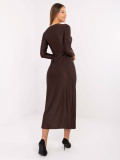 Elegant brown midi pencil dress with long sleeves