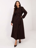 Elegant long transitional coat in brown