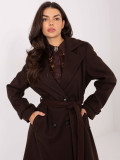 Elegant long transitional coat in brown