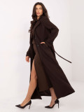 Elegant long transitional coat in brown