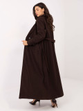Elegant long transitional coat in brown