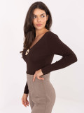 Elegant brown V-neck sweater