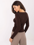 Elegant brown V-neck sweater