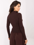 Brown Ribbed Turtleneck Sweater