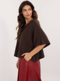 Elegant brown sweater with 3/4 sleeves