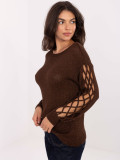 Elegant brown sweater with round neckline