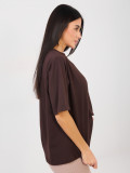 Women's brown cotton T-shirt with short sleeves