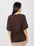 Women's brown cotton T-shirt with short sleeves